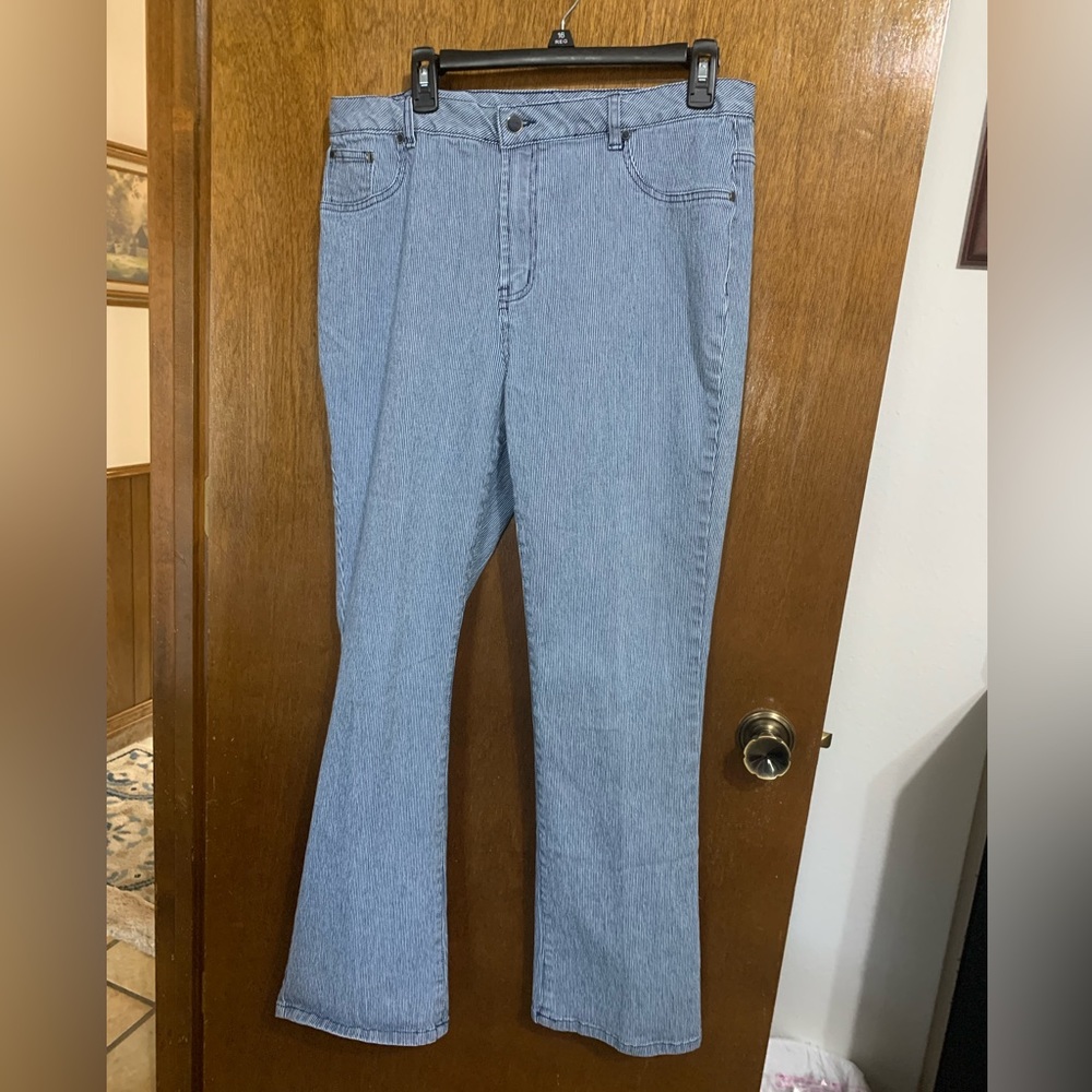 Stripped denim jeans.  Blue/white.  Size 16.  DG2 brand.